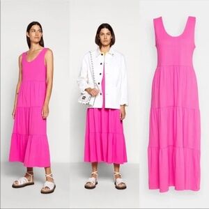 J. Crew XS Vibrant Pink Tiered Cotton Dress Style AP170